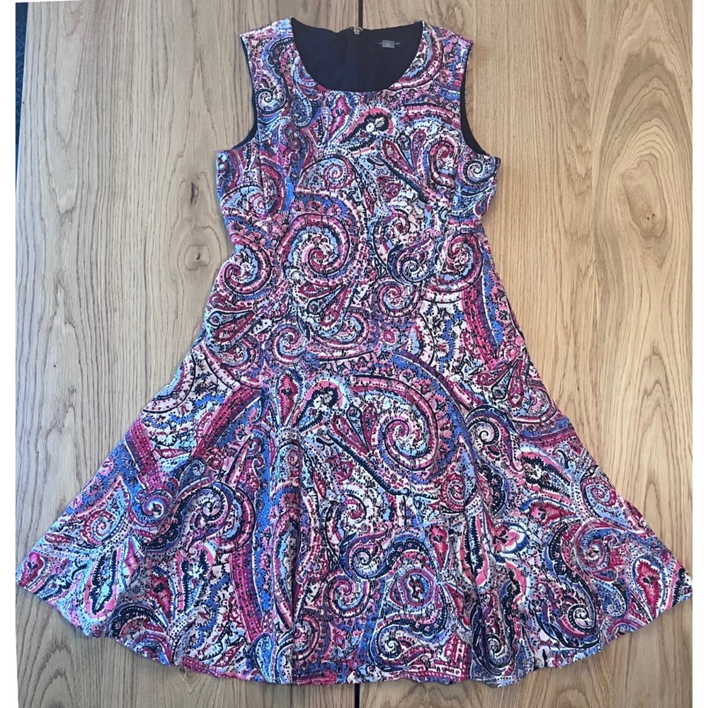 Tommy Hilfiger Paisley Lace Fit and Flare Dress Womens Size 8 Pink Blue Preppy
